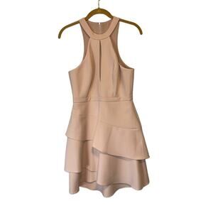 BCBGMaxazria Blush Pink Key Hole Tiered Mini Dress Size 4